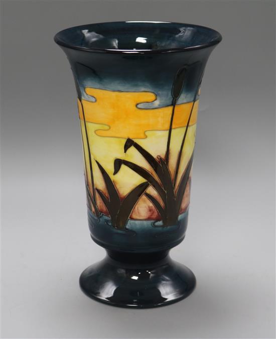 A William Moorcroft Reeds at Sunset pattern vase designed by Philip Richardson, H 28cm